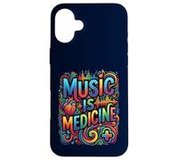 Music Is Medicine Colorful Soundwave Heart Design Case for iPhone 16 Plus
