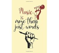 Music is more than just words notebook with two hands one catching a pen and the other a microphone