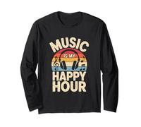 music is my happy hour edm disco musician headphones Long Sleeve T-Shirt
