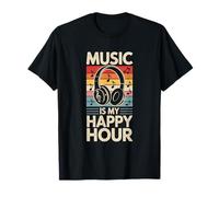 music is my happy hour edm disco musician headphones T-Shirt