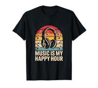 music is my happy hour edm disco musician headphones T-Shirt