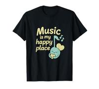 Music Is My Happy Place Music Lover novelty Graphic T-Shirt