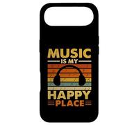 Music Is My Happy Place Retro Headphones Quote Case for iPhone Air