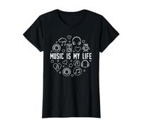 Music is My Life for Singers Value Graphic T-Shirt, Women, Black, L