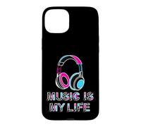 Music Is My Life Retro Headphones Neon Music Lover Case for iPhone 15 Plus