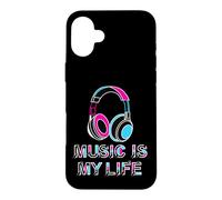 Music Is My Life Retro Headphones Neon Music Lover Case for iPhone 16 Plus