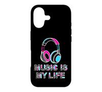 Music Is My Life Retro Headphones Neon Music Lover Case for iPhone 17