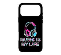 Music Is My Life Retro Headphones Neon Music Lover Case for iPhone 17 Pro Max