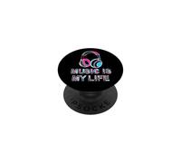 Music Is My Life Retro Headphones Neon Music Lover PopSockets Adhesive PopGrip