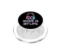 Music Is My Life Retro Headphones Neon Music Lover PopSockets PopGrip for MagSafe