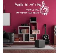 Music is My Life Wall Sticker - Note Quote Gift Decor Art Vinyl Decal 63 x 25
