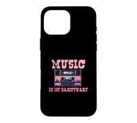 Music Is My Sanctuary Retro Cassette Design Case for iPhone 16 Pro Max