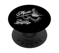 Music is my second language flute PopSockets Adhesive PopGrip