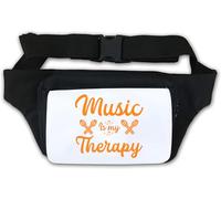 Music is My Therapy Guitar Logo Waist Bag Fanny Pack White