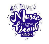 Music is Prayer Heart Sings Fine Carving Stickers 42x44.8cm It Won't Fall Off DarkBlue