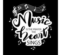 Music is Prayer Heart Sings Fine Carving Stickers 42x44.8cm Self Adhesive White