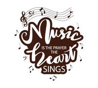 Music is Prayer Heart Sings Fine Carving Stickers 54.6x58.2cm Tattoo Culture Coffee