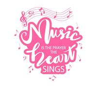Music is Prayer Heart Sings Wall Decals Paster Paper 67.2x71.7cm Window Decals Pink
