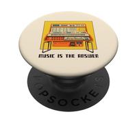 Music Is The Answer (Retro Keyboard Graphic) PopSockets Adhesive PopGrip