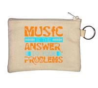 Music is The Answer to Your Problems Key Chain Coin Purse Beige