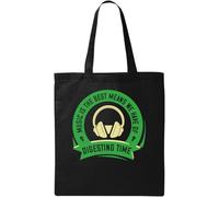 Music is The Best Means we Have of digesting time Slogan Natural Ecological Cotton Tote Bag Black
