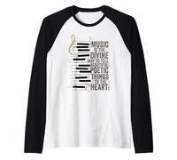 Music is The Divine Way Piano Quote Raglan Baseball Tee