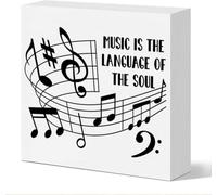Music Is The Language of The Soul Wooden Box Sign Music Room Studio Decor Music Lover Musician Gifts 5x5 Inch