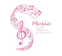 Music is The Medicine for The Soul Fine Carving Stickers 68x77cm Store Decoration Pink
