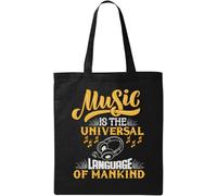 Music Is The Universal Language Of Mankind Natural Ecological Cotton Tote Bag Black