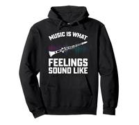 Music Is What Feelings Sound Like Bass Clarinet Player Gifts Pullover Hoodie
