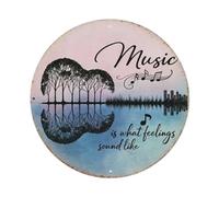 Music Is What Feelings Sound Like Round Tin Sign Vintage Metal Sign Home Bar Garden Wall Decor Metal Poster 8x8 Inch