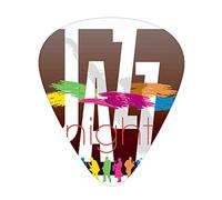 Music Jazz Guitar Picks 12 Pack Universal ABS Guitar Picks,Colorful All Jazz Sign with Various Performer Silhouettes Illustration in Boho Art,for Acoustic and Electric Guitar