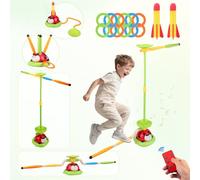 Music Jumping Toy Set Rocket Launcher for Kids 5-in-1 Multifunctional Stomp Rocket Toy Encourages Outdoor Physical Activity Play Set for Kids and Toddlers