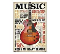 Music Keeps My Heart Beating Retro Kitchen Celebration Courtyard Restaurant Cafe Store Signs Posters Bar Pub Man Cave Garage Novelty Funny Metal Signs Art Wall Decor 6x8 Inch