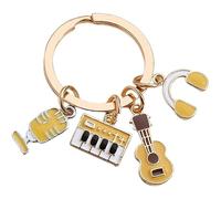 Music Key Chain Cute Musical Instruments Keychain Note Keyboard Guitar Key Ring Lovely KeyChain Music Gifts for Kids and Adults