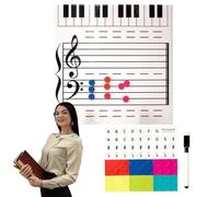 Music Label Dry Erase Board, Music Note Reading Board,Two Sided Magnetic Piano Erase Card - Piano Teaching Supplies Includes Marker for Kids Students