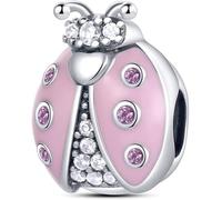 Music Ladybird Lucky Hamsa Wedding Travel Daughter Charm Bead Pendant 925 Sterling Silver Compatible With Pandora Moments Bracelet (Ladybug Crystal Bead)