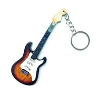 Music Legends Collection Wooden Guitar Shape Keyring - Jimi Hendrix - Stratocaster Sunburst