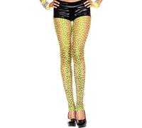 Music Legs Art. 35125 Neon Green Leopard Print Tights with cracks Undercover Fashion