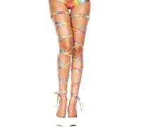 Music Legs Women's Metallic Rainbow Leg Wrap Rave, One Size