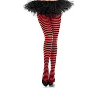 Music Legs Women's Opaque Striped Tights, Black/Red, One size