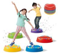 Music Light Up Stepping Stones for Kids Toddler - 5PCS Non-Slip Stackable Plastic Sensory Stepping Stones, Preschool Obstacle Course Balance Board Game, Gross Motor Energy Toys for Indoor Outdoor