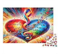 Music Love Heart Puzzle 1000 Piece Recycled Paper for Adults Adult Jigsaws Impossible Hard Challenging Family Game Fun Home Present Great Gift for Men Women 70x50cm/1000pcs