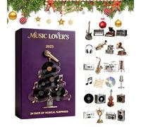 Music Lover Advent Calendars 2025, 24 Day Music Ornaments Christmas Countdown Calendar 2025 Musical Theme Charm Countdown Advent With 2D Musical Instrument Pendant For Home Christmas Tree Car