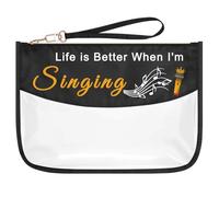 Music Lover Gifts for Women Zipper Makeup Bag Singing Lover Gifts for Girls Birthday Graduation Mother's Day Gift Music Teacher Daughter Sister Friend BFF Mom Musicians Gift Clear Cosmetic Bag Pouch