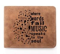 Music Lover Gifts,Leather Wallet for Men,Engraved Personalized Leather Wallet,Unique Music Themed Gift,Music Teacher Gifts, Music soul