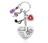 Music Lover Keychain,Guitar Keyring for Music Fans,Car Keyring, Heart Keychains with Quotes,Inspired Keychain Music Fans Gifts,Music Pendant Keychain for Women Daughter Teen Girls Fans