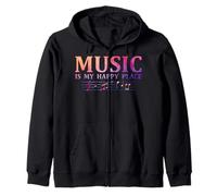 Music Lover Musicians Music Teacher Music Is My Happy Place Zip Hoodie
