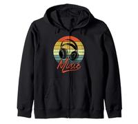 Music Lover Vintage Retro DJ, Pop, Rap 70s Retro Headphones Zip Hoodie