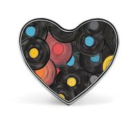 Music Lover Vinyl Record Badge Heart Shape Cute Brooch Pins Button Badges for Backpack Jackets Hats Decor